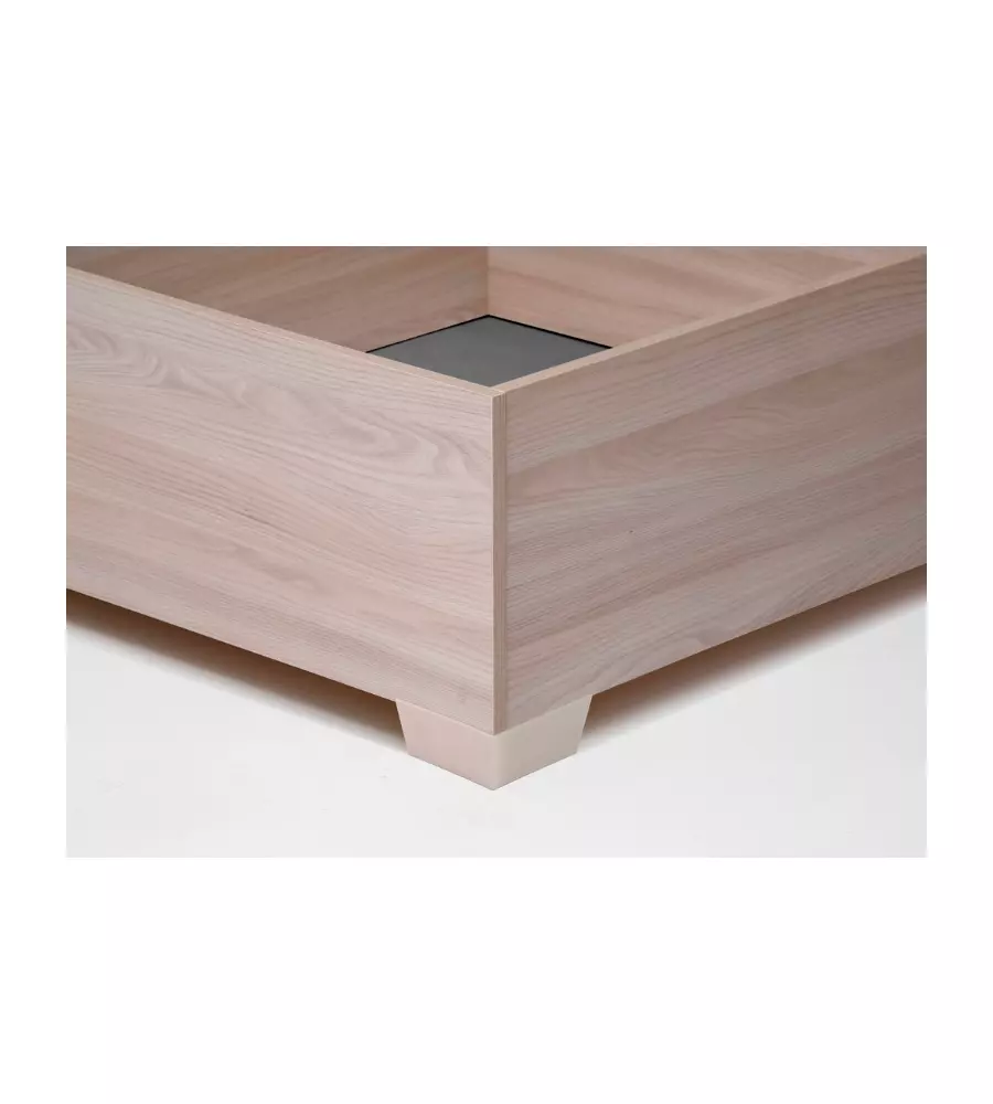 LETTO SINGOLO CONTENITORE CON PIEDINI "HI BOX" OLMO NATURALE 90X190 CM
